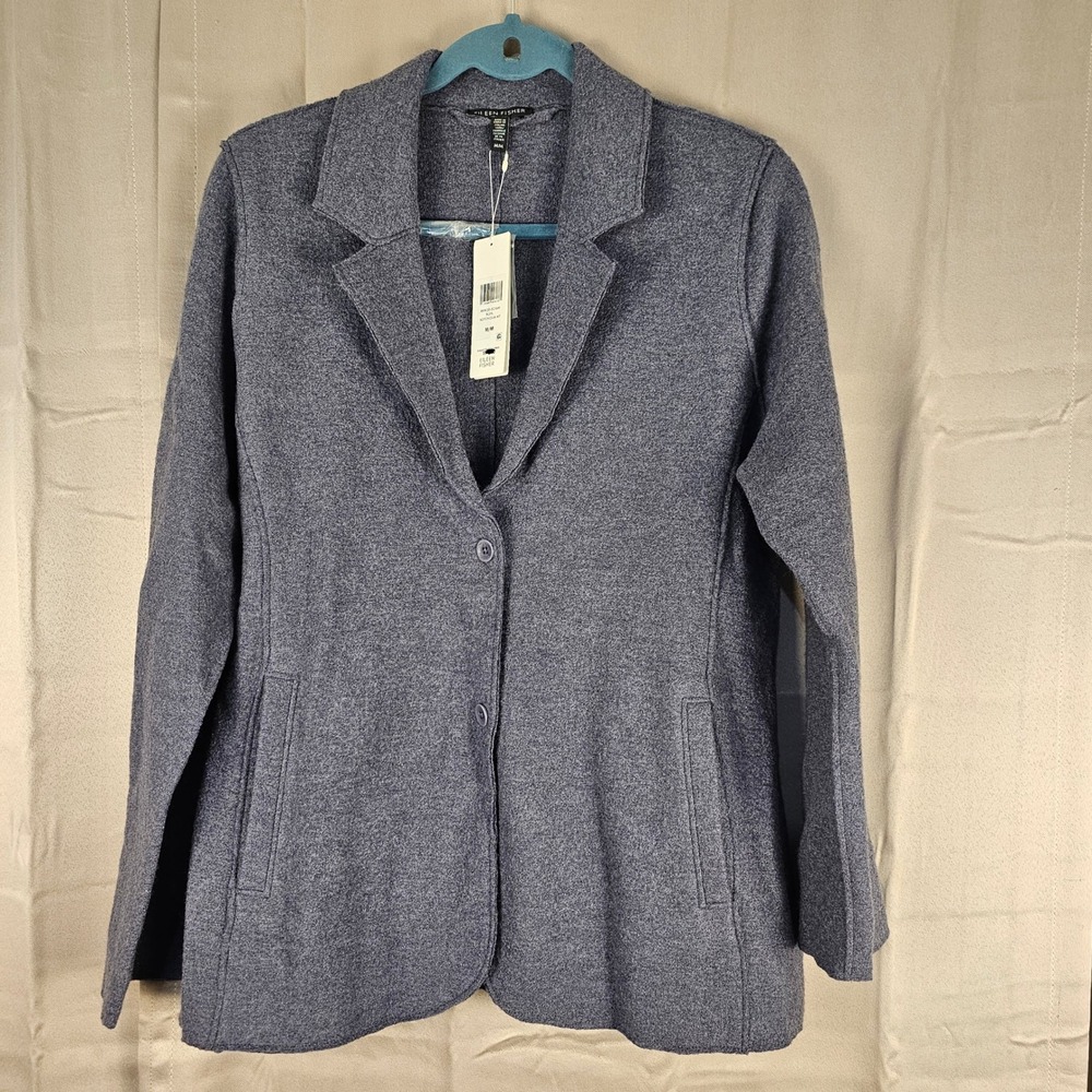 NWT Eileen Fisher Womens Boiled Wool Notch Collar Jacket Blazer‎ Medium BLSHL